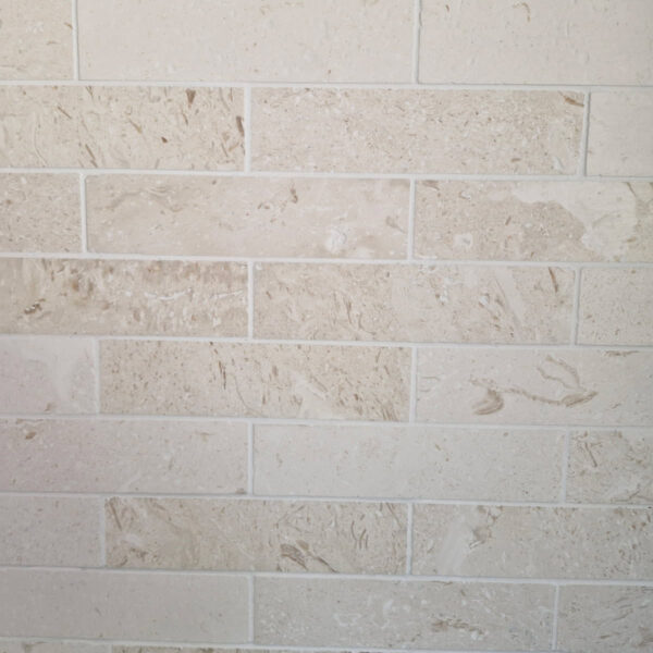 Beige Limestone Tile Subway Kitchen splashback