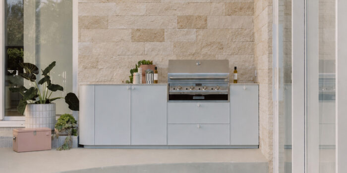 Pitched Travertine Cladding | Traditional Blend | BBQ wall